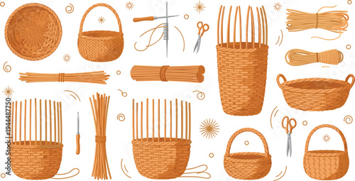 Vector Set of Outdoor Camping and Adventure Equipment Including Tent Backpack Campfire Compass and Hiking Gear Isolated on White Background