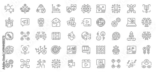 Social media icons set. editable line icons, networking and communication symbols