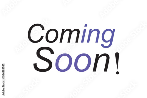 Calligraphy Coming Soon Modern Lettering Design in Black and Blue. Modern Script Lettering Typography.  Promotion or announcement banner. Vector illustration