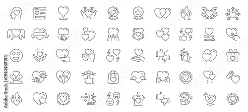 Like icons set. editable line icons with love, heart, and feedback symbols