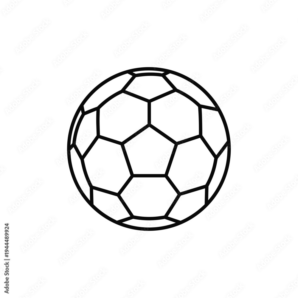 Fototapeta premium Classic black and white line art illustration of a soccer ball on a white background