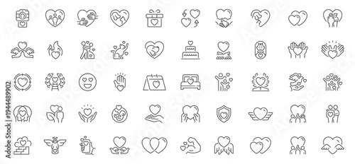 Love icons set. editable line icons, outline design, romance and affection symbols