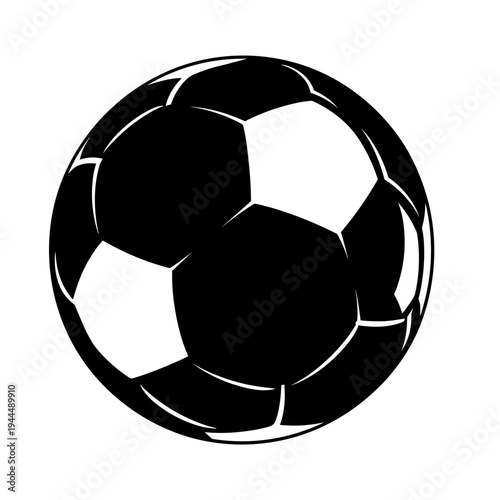 Classic black and white soccer ball icon on a clean white background for sports themes