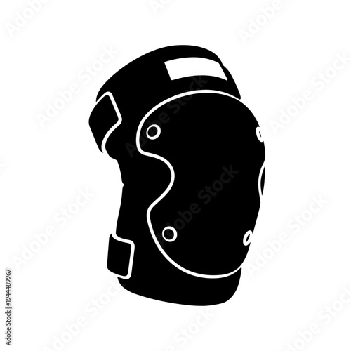 Black silhouette of a protective knee pad for sports and extreme activities