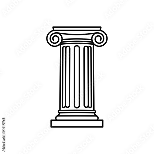 Ionic column outline illustration, a classic architectural element with volutes and fluting