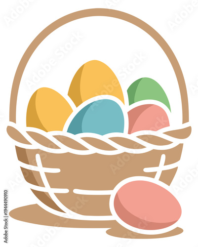 Easter egg basket cartoon illustration