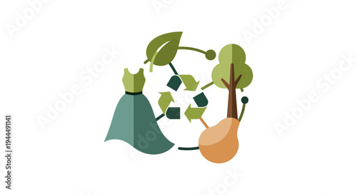 Sustainable Fashion Cycle Icon: Eco-Friendly Clothing, Textile Recycling & Natural Materials Concept