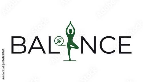 Balance logo with green yoga figure and leaf