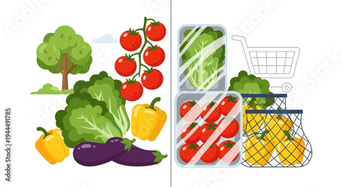 Farm Fresh Produce vs. Supermarket Packaged Vegetables: Illustrating the Modern Food Supply Chain & Consumer Choices