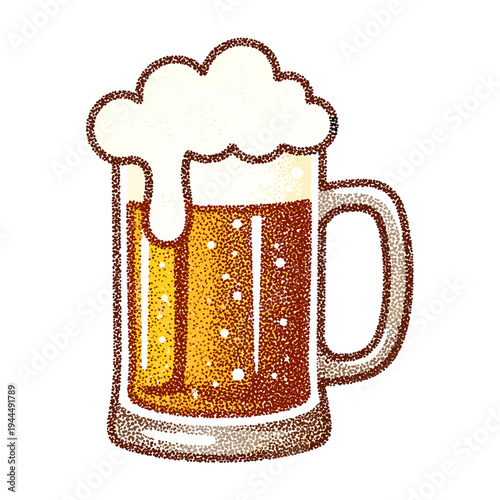 Refreshing mug of beer with frothy head, perfect for a toast or celebration