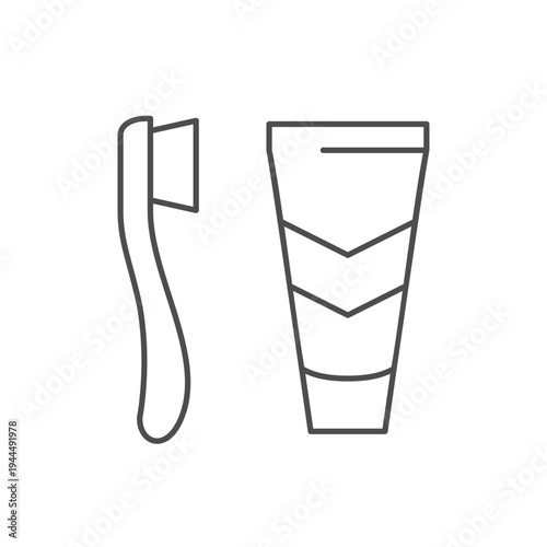 Toothpaste and toothbrush line icon