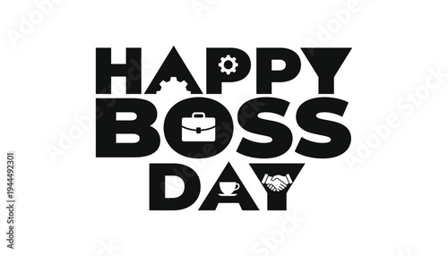 Happy boss day greeting with icons