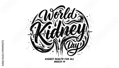World kidney day logo with kidney health for all march 14