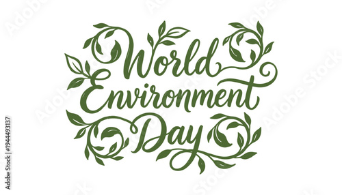 World environment day logo with green leaves