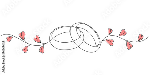 Wedding ring line art vector illustration