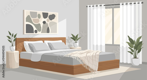 Cozy Minimalist Bedroom Interior with Modern Decor and Natural Light