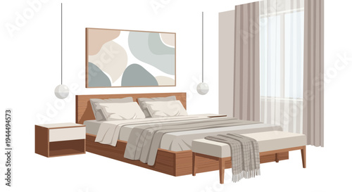 Elegant Bedroom Interior Design with Modern Furniture and Minimalist Decor