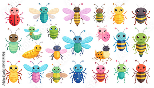 A vibrant collection of cartoon animals showcasing various expressions and poses isolated on transparent background