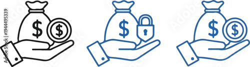 Financial Balance & Security Icons: Investment Growth, Wealth, and Business Deals