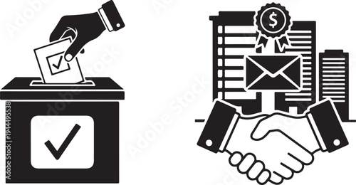 Financial Balance & Security Icons: Investment Growth, Wealth, and Business Deals