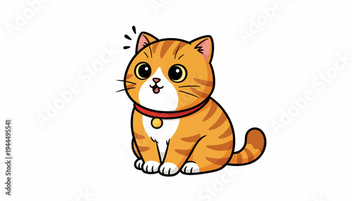 Adorable Orange Tabby Kitten with Big Eyes and Collar.