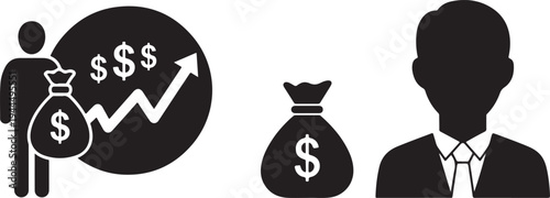 Financial Balance & Security Icons: Investment Growth, Wealth, and Business Deals