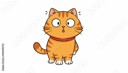 Cute orange cat with wide eyes looking surprised.