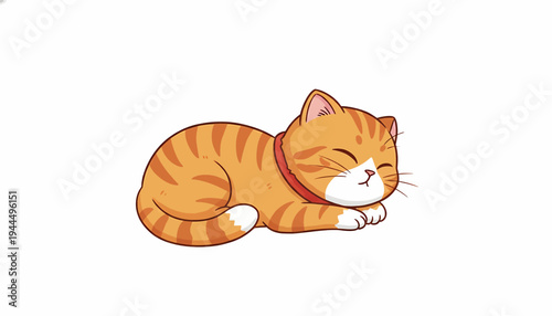 Cute sleeping orange tabby cat illustration.