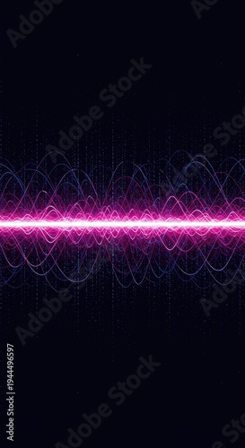 Dynamic background showing overlapping digital sine waves or sound equalizer patterns in vibrant colors moving across the screen, blue, dynamic, energy