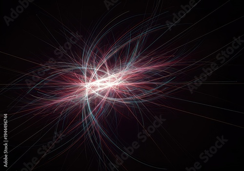 Dynamic visual representation of overlapping energy frequencies and harmonic vibration creating a complex abstract background pattern, network, glowing, signal