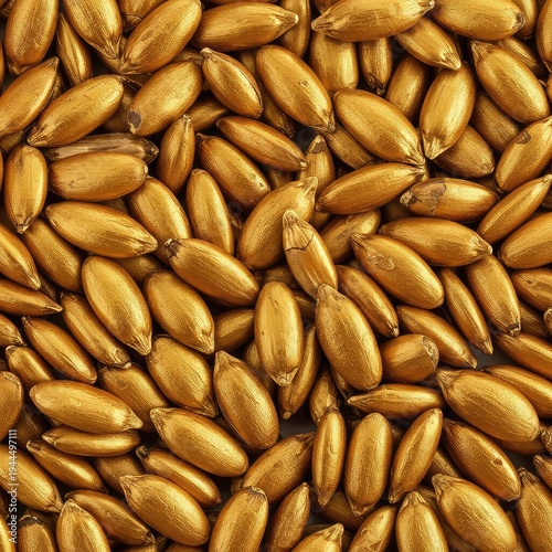 Macro shot of golden kernels and seeds forming a seamless, organic, abstract pattern and textured background, detailed, healthy, texture