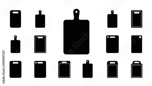 Black cutting board icons on white background.