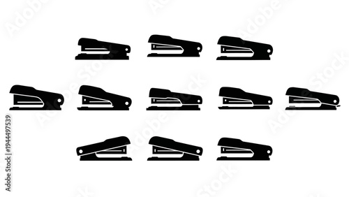 A collection of black hair clips.