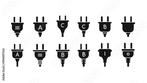 Variety of electrical plug types.