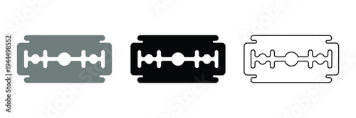 Razor Blade Icon Vector with Silhouette, Outline, and Blade Symbol, Sharp Safety and Shaving Tool Illustration, Minimal Vector Design.