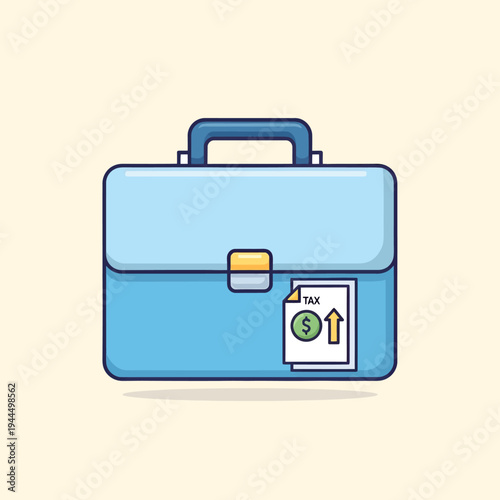 Blue Briefcase with Tax Document and Money.