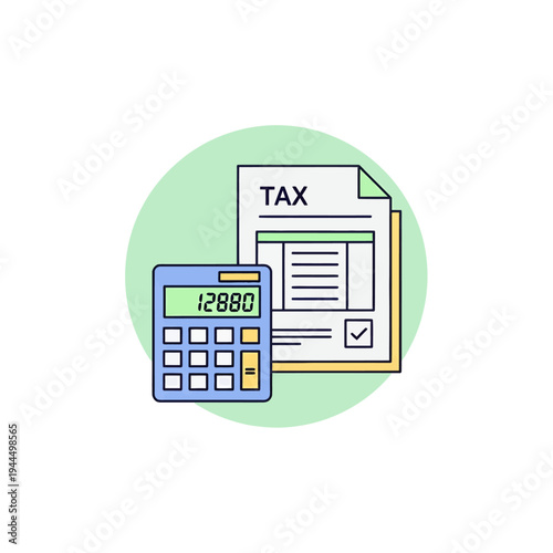 Calculator and Tax Document Illustration.