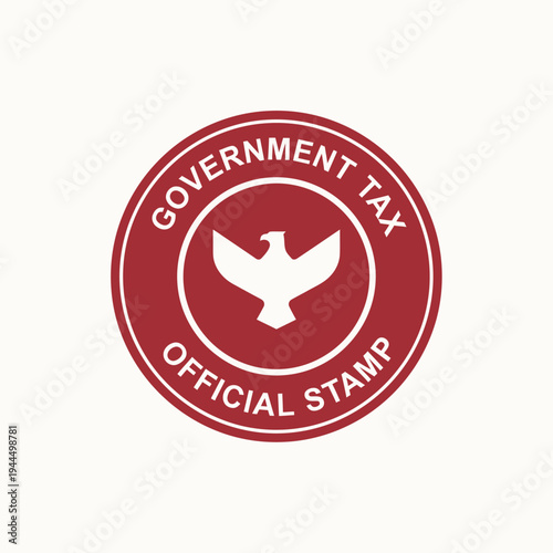 Government Tax Official Stamp Red Circle Logo.