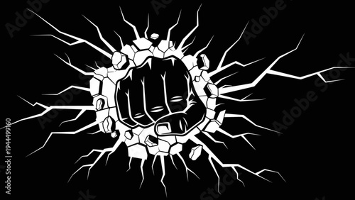 Fist Breaking Through Wall, Symbol of Strength, Power, and Determination