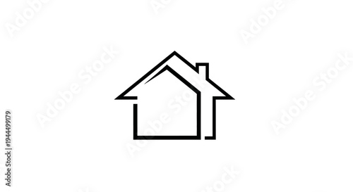 Minimalist Line Art House Icon, Simple Home Outline Symbol, Residential Property Real Estate Graphic Element