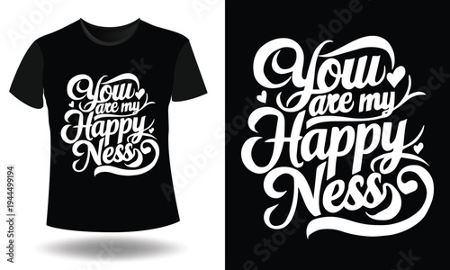 Set of 2 'You are my Happy Ness' typography designs vector