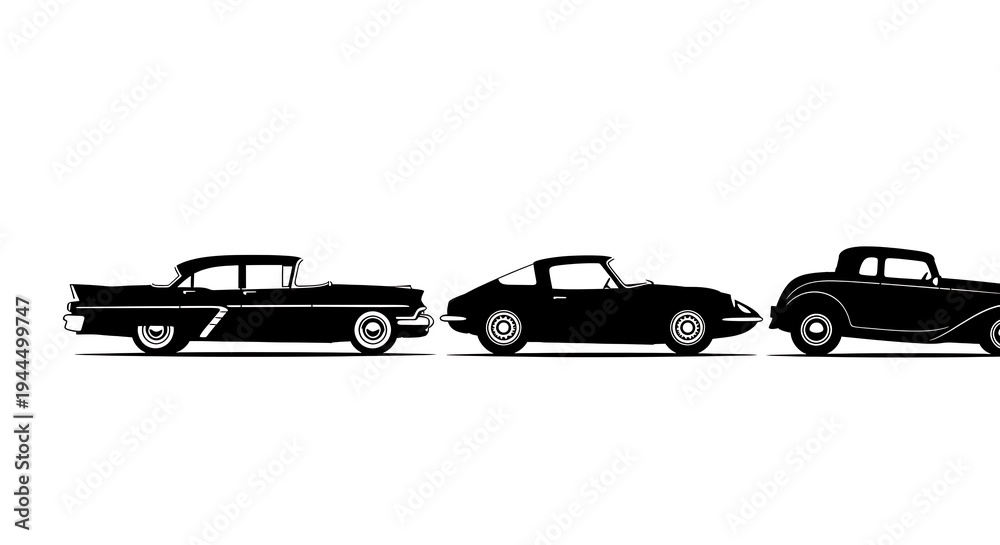 Obraz premium Vintage Cars Silhouettes