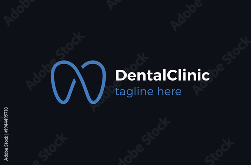 Modern minimal dentist logo design. Abstract tooth icon logotype. Dental clinic vector sign mark icon.
