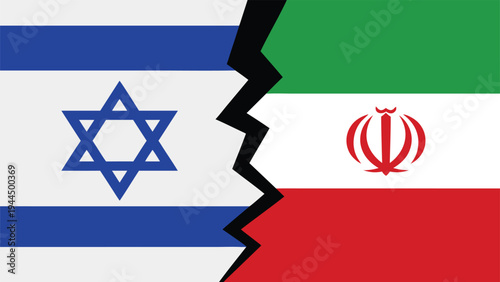 Israel-Iran Flag Conflict Symbolic Illustration