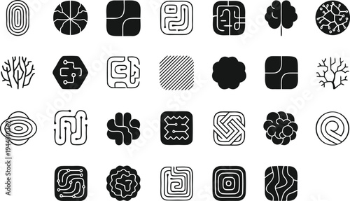 AI Neural Technology Icon Set Artificial Intelligence Vector