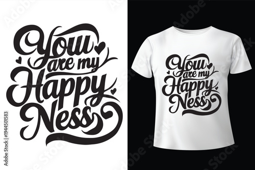 Set of 2 'You are my Happy Ness' typography designs vector
