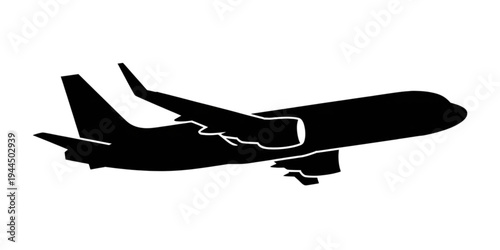 A sleek and modern jet airplane flying in the sky with a broken wing. Vector