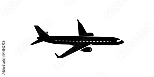 A detailed illustration of a commercial jetliner in mid-flight with windows visible Vector