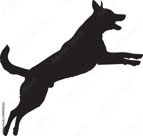 Dynamic silhouette of a dog leaping through the air with grace and agility