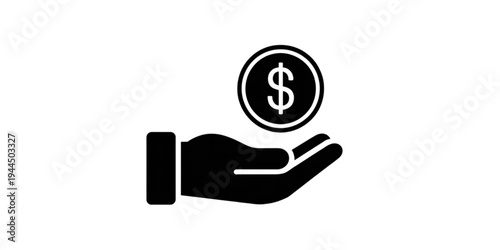 A hand holding a dollar sign symbolizing financial gain or wealth. Vector